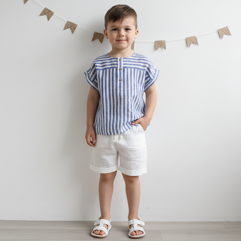Boys Button Up Linen Shirt