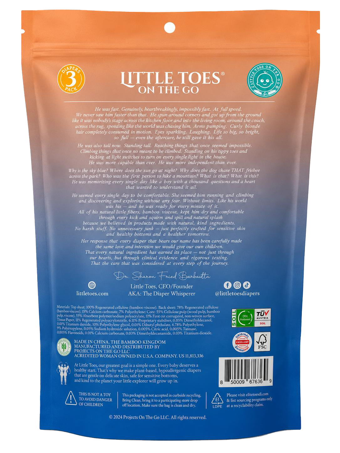 Little Toes On The Go Bamboo Diapers 3-Pack